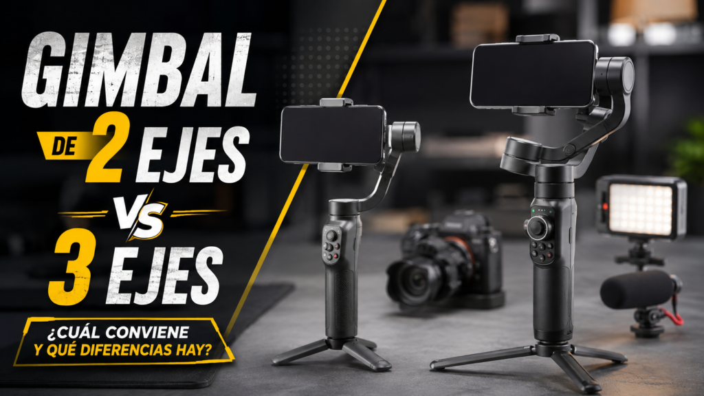 Comparación visual entre gimbal de 2 ejes y gimbal de 3 ejes para grabar vídeo estable