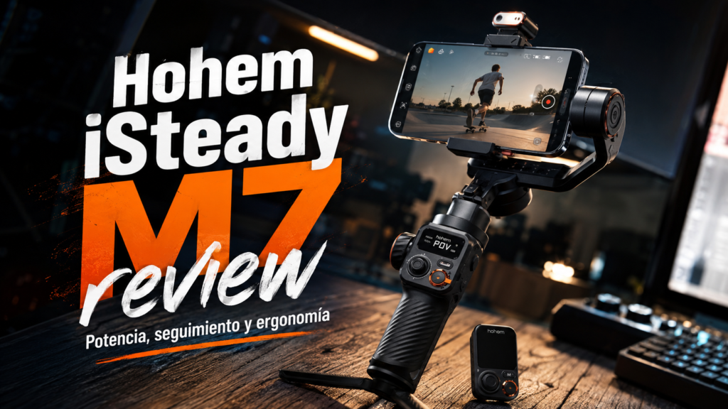 Hohem iSteady M7 con un smartphone montado para grabar vídeo estabilizado