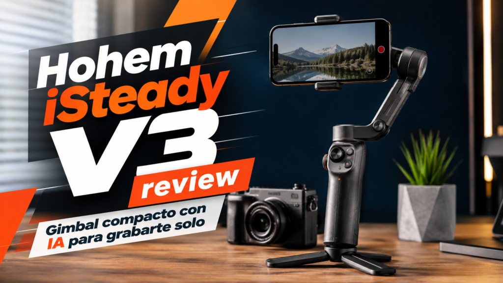 Hohem iSteady V3 con smartphone montado para grabar vídeo estabilizado