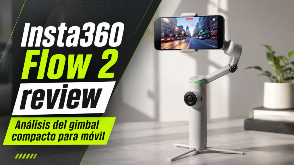 Insta360 Flow 2 con un smartphone montado para grabar vídeo estabilizado.