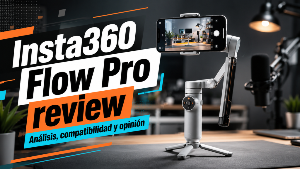 Insta360 Flow Pro con un smartphone montado para grabar vídeo estabilizado