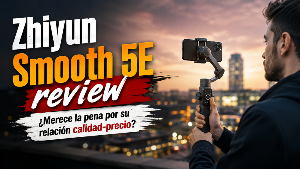Zhiyun Smooth 5E estabilizando un smartphone durante una grabación de vídeo