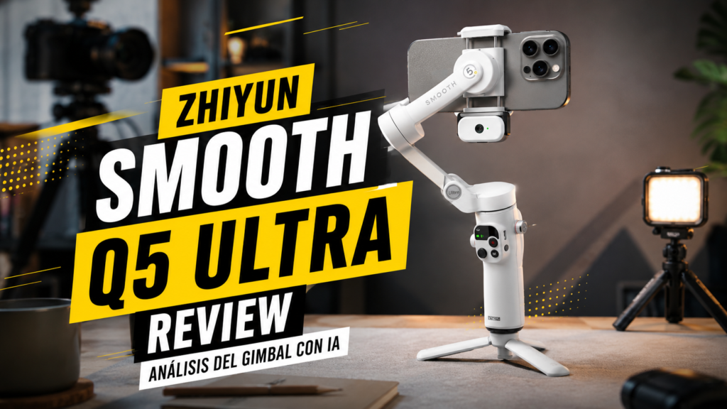 Zhiyun Smooth Q5 Ultra con smartphone montado para grabación de vídeo estabilizado